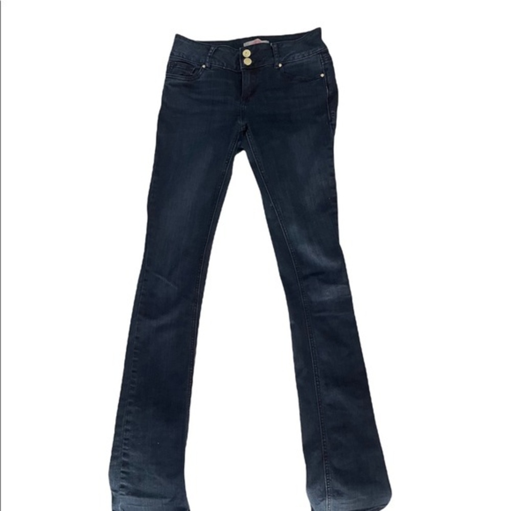 Refuge Womens Dark‎ Wash Double Button Bootcut Denim Jeans Size 0L
